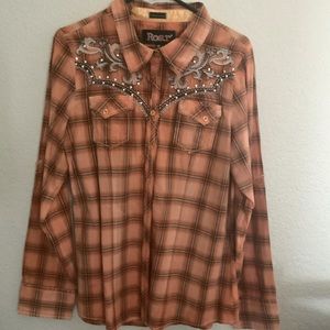 Roar embroidered button down shirt size XL